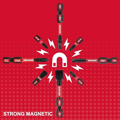GEINXURN Impact Tough Magnetic Mixed 46Pack Insert Driver Bits, S2 Alloy Steel Screwdriver Power Bits Set with 1Pcs Impact Magnetic Bit Holder and Mini Wrench - size: MIXED-46PC