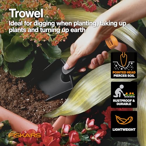 Fiskars 4-Piece House Plant Starter Tool Gift Set, Plant Care Accessories Set for Indoor Gardening and Potting, Pruning Shears with Steel Blade, FiberComp Trowel & Cultivator, L/XL Garden Gloves - style: Houseplant Starter Gift Set