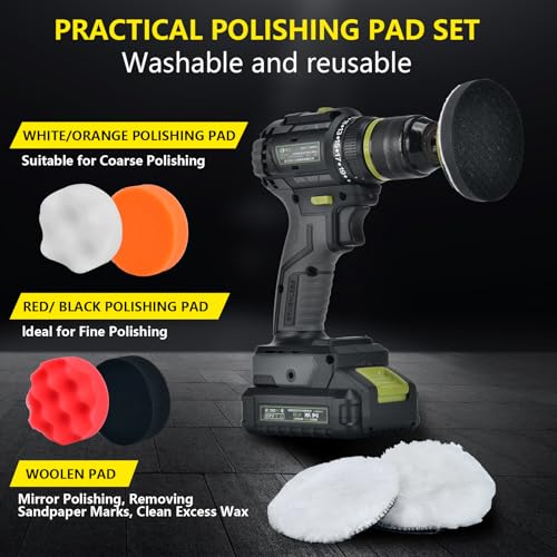138 PCS 3Inch Sanding Disc Drill Polishing Kit 60-10000 Grit, Headlight Restoration Kit with 1/8" 1/4” Shank Backer Plate, Dry Wet Sanding Paper, Polishing Pads and Interface Pad for Car Metal Glass