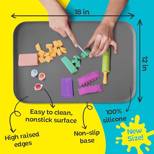 Just Messin’ Silicone Arts and Crafts Mat for Kids, 12"x 18", Gray - color: Gray, size: 12" x 18"