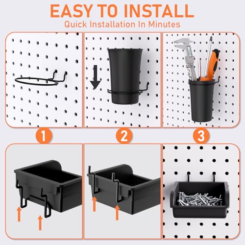 INCLY 280PCS Upgraded Pegboard Hooks Assortment with Bins & Cups - size: 280 PCS