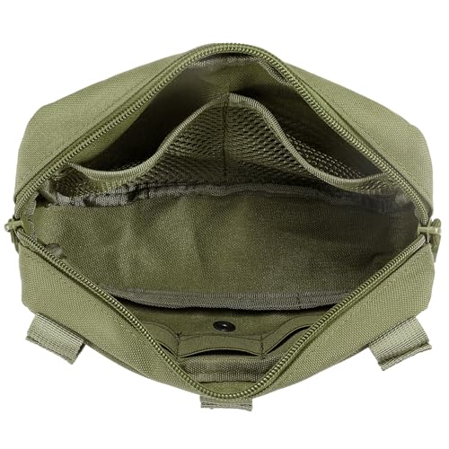 FRTKK Tactical Molle Admin Pouch Utility Laser Cut EDC Tool Pouch Bag Horizontal Modular Pouches Include US Flag Patch and Keychain - color: Army Green