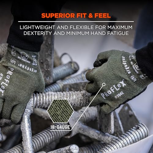 Ergodyne ProFlex 7042 Cut Resistant Work Gloves, ANSI A4, Contact Heat Resistant, Sandy Nitrile Coated Palms, 18g Aramid - size: Small