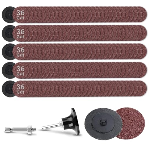 150Pcs 2 inch R-Type Quick Change Aluminum Oxide Surface Conditioning Sanding Discs Set 36 Grit with Adapter & Backing Pad - style: 36 Grit