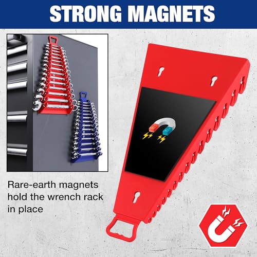 WORKPRO Magnetic Wrench Organizer, 15-Slot Gripper Wrench Holder - style: 15-Slots Wrench Organizer(2PC)