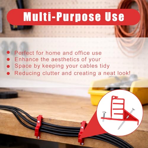 200 Pack Multi-Cable Staples with Steel Nails, Electrical Wire Stackers - color: Red