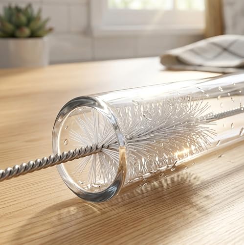 Straw Brush Cleaner (10 Pack), Flexible Nylon Pipe Tube Cleaning Brushes with 0.4" Bristles, Rust-Proof Stainless Steel Reusable Straw Washers for Standard Tumblers, Bottles & Teapot Spouts 8.2 Inch