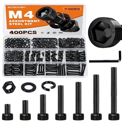 400PCS M4 Socket Head Cap Screw Assortment Kit, 6-30mm - size: M4