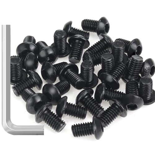 35 Pieces M6 x 10mm Button Head Socket Cap Screws, Thread Pitch 1.0mm, Sutemribor M6 Black Screws, 10.9 Grade Alloy Steel, Black Oxide Finish, Fully Threaded - size: M6 x 10mm, style: Button Head