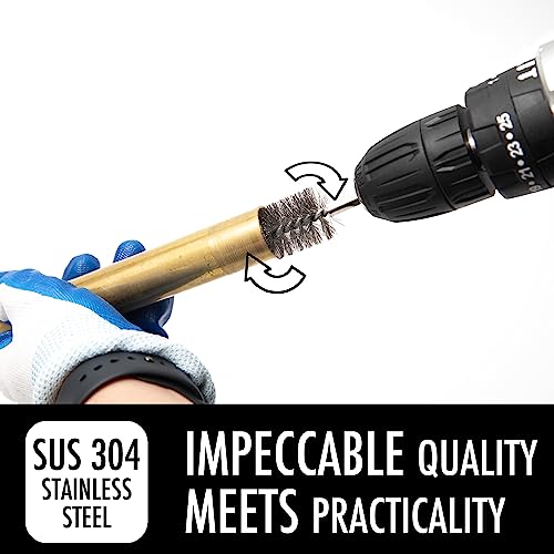 6pcs Copper Tube Pipe Cleaner, 1/2” 3/4” 1” Pipe Cleaning Brush Set, Stainless Steel Wire Bore Brushes for Power Drill, 1/4 Inch Hex Shank - style: 6pcs Standard