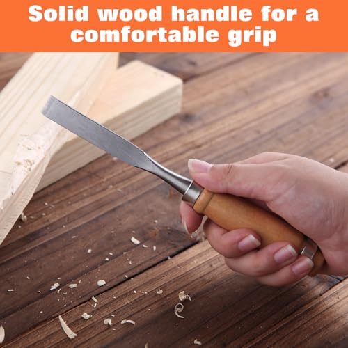 12 Pieces Wood Chisel Set Wood Carving Tools Set with Storage Bag for Woodworking, Carbon Steel Chisel with Wood Handle, 7.9" Wood Working Tools and Accessories Wood Carving Chisels Kit