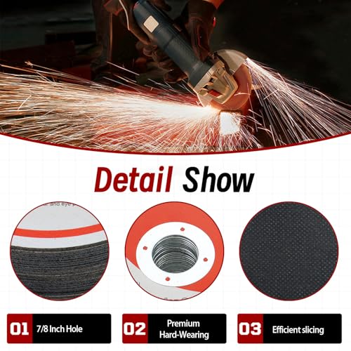 25 Pack 5" x.040 x7/8" Cut-Off Wheel - Metal & Stainless Steel Cutting Discs for Steel, Aluminum, Other Alloys - size: 25pcs 5"*0.040"*7/8"