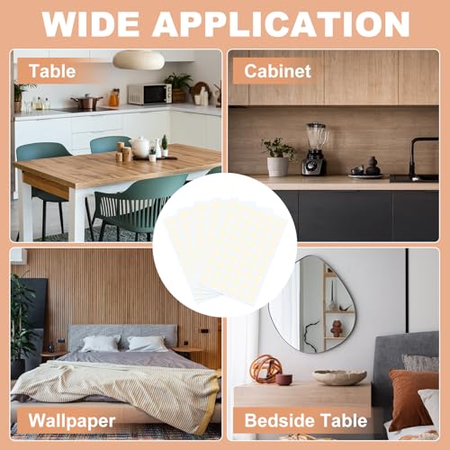 PATIKIL 270 Pieces Screw Hole Stickers, 5 Sheet Self-Adhesive Waterproof PVC Wood Grain Sticker for Screw Holes Wall Cabinets Desk Repairing, Beige, 21mm/0.83 Inch - color: Beige