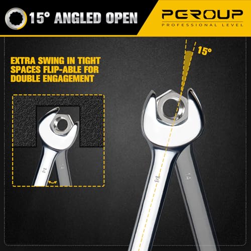14mm Metric Combination Wrench, CR-V Steel with Mirror Polish, 12-Point Design, 15-Degree Offset, Perfect for Auto Repair, Household, Car & Truck Emergency - size: 14mm