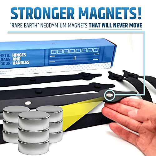 Premium Quality & Strong Magnetic Garage Door Decorative Hardware - Set of 2 Handles + 4 Hinges - Faux Garage Door Accents Kit for Curb Appeal | No Installation Needed | Will Never Fall Off - style: Magnetic Hinges & Handles Set