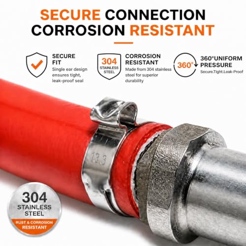 560PCS 22-Sizes Stepless Single Ear Hose Clamp Kit with Pliers & Cutter, 5.3-36.1mm (1/4"-1-3/8") 304 Stainless Steel Anti-Corrosion Clamps for Automotive Fuel Line,CV Boot,HVAC,Radiator & PEX - size: 560 PCS 22 Size