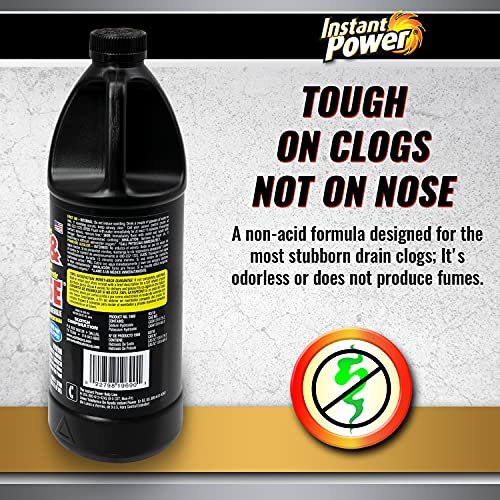 Instant Power Hair and Grease Drain Cleaner - Shower Drain & Sink Cleaner, Liquid Clog Remover, Made in USA, Sink Deodorizer - 1 Liter - size: 33.8 Fl Oz (Pack of 1)