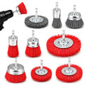 9-Piece Drill Brush Set, 6 Abrasive Nylon Brushes & 3 Wire Brushes for Drill, Wheel Cup and End Brushes with 1/4 Inch Hex Shank for Rust Removal, Paint Stripping and Surface Preparation