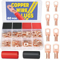 haisstronica 80PCS Battery Cable Lug & Heat Shrink Kit AWG 8/6/4/2 - size: Bare Copper, style: 80pcs