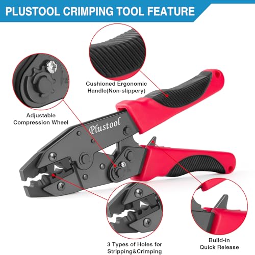 Plustool Crimping Tool for Spark Plug Ignition Wire, 8.5mm Ratchet Spark Plug Wire Crimper - Crimping Pliers - Electrical Terminal Crimping Tool
