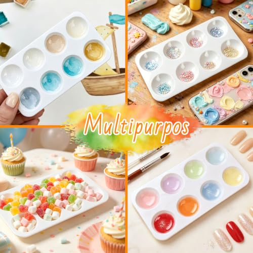 21 PCS Rectangular Paint Tray Palettes for Kids Paint Palettes with 8 Wells - color: 21pcs White