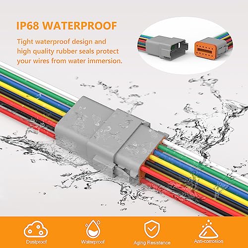Newdeli Deutsch 12 Pin Connector Kit Waterproof Electrical Connector 16 AWG Male and Female Automotive Wire Connectors for Car Truck Boat, Dt Connector 1 Sets - size: DT Connector 1 Set 12 Pin