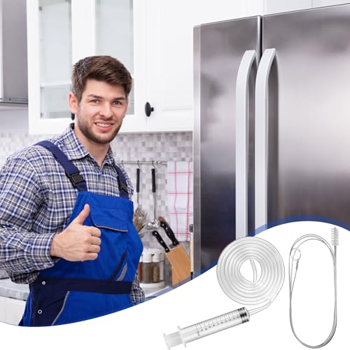 Gisafai 3 Pcs 36'' Refrigerator Cleaning Kit with 12 ml Syringe - size: 36'' Ice Water Tube
