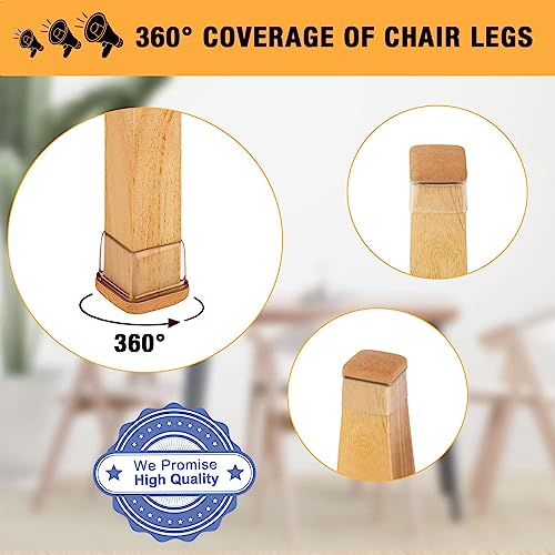 16 Pcs Square Chair Leg Floor Protectors for Hardwood Floors - size: M - 16 Pcs - Clear