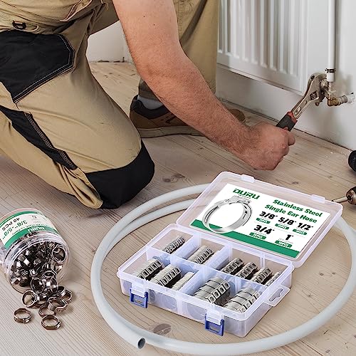OURU 120PCS Pex Crimp Rings Assortment Kit, 3/8",1/2",3/4",5/8",1" - size: 120PCS KIT