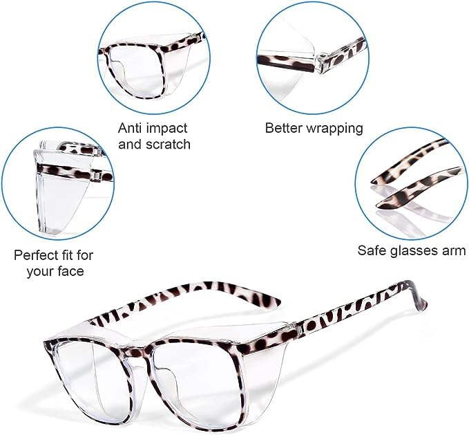 Safety Glasses Goggles for Women Girls Anti Fog Protective Eyewear Glasses - color: Pink +Tortoise