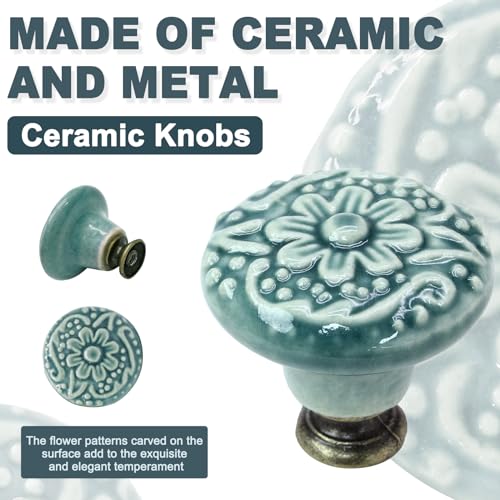Biaungdo 12 Pcs Green Ceramic Kitchen Cabinet Knobs - color: Green