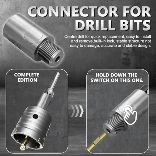 34PCS Concrete Hole Saw Kit, 30-110mm Masonry Drill Bits with SDS Plus Shanks, Tungsten Carbide for Concrete, Brick, Cement, Stone - Quick-Change Design & Dust Collection