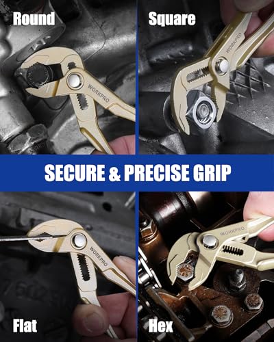 WORKPRO Mini Water Pump Pliers, 4-Inch Groove Joint Pliers for Tight Spaces - color: Champagne