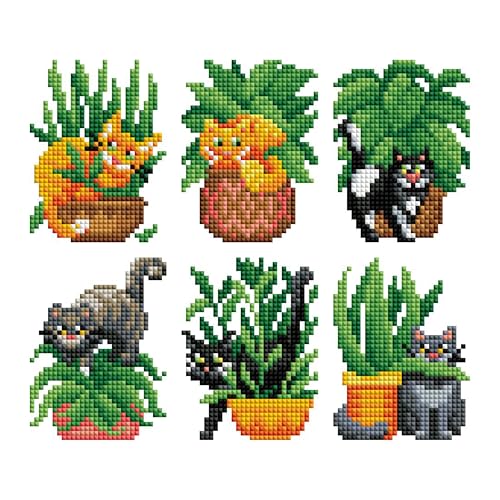 DIAMOND ART CLUB Mini Dazzles- Cats with Plants Diamond Art Kits for Adults - color: Cats with Plants