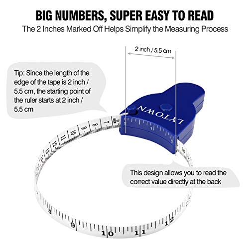 2PCS Body Measure Tape 60inch (150cm), Automatic Telescopic Tape Measure for Body Measurement & Weight Loss, Accurate Tape Measure for Tailor, Sewing, Fitness, Handcrafts, Clothes - color: Blue