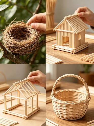 100PCS 1/8 x 6 Inch Dowel Rods Wood Sticks Wooden Dowel Rods - Unfinished Natural Wood Craft Dowel Rods - for Crafts and DIY