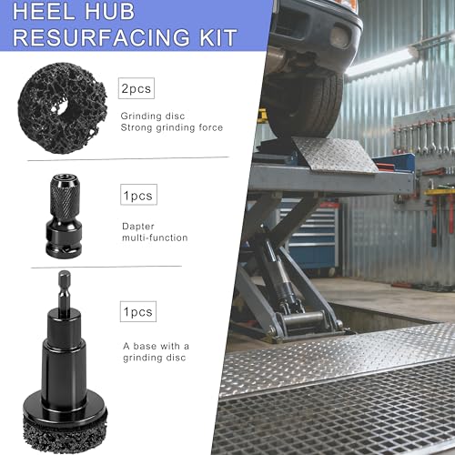 Wheel Hub Cleaning Kit - Wheel Hub & Stud Resurfacing Tool Set with Rust Removal Attachment, Fits 1/2" Wrenches or Electric Drills, Wheel Cleaner for Brakes and Rotors
