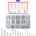 720 Pcs Nuts and Bolts Assortment Kit, M3 M4 M5 Carbon Steel Screws Bolts and Nuts and Washers Assortment Set, Assorted Cross Pan Head Machine Screws Set, with Storage Case