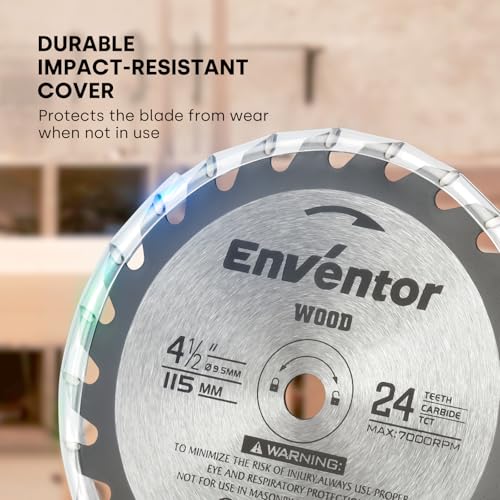 Enventor 3 Pack 4-1/2 Inch (115mm) Mini Circular Saw Blades 24T, 3/8 Inch (9.5mm) Arbor for Wood Cutting