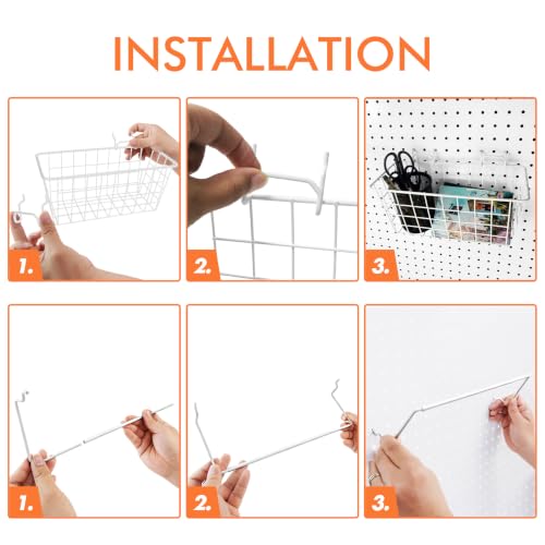 Pegboard Organizer Accessories, 18 Pack Baskets Cups Hooks (White+Clear) - color: White+Clear