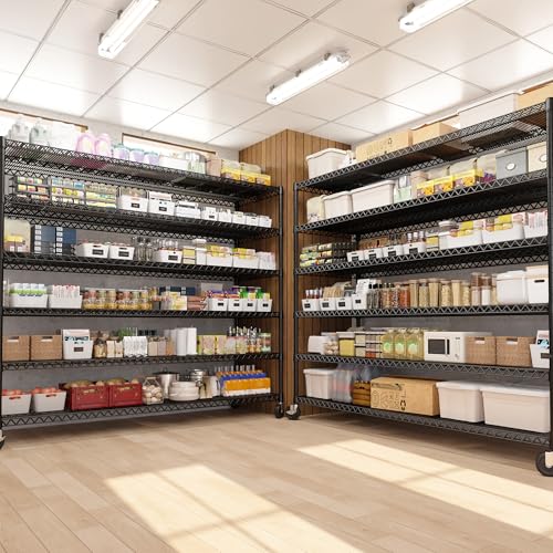 REIBII 60" W 6-Tier Wire Shelving with Wheels & Feet, 3598 lbs, for Garage - size: 6-Tier,60" W X 82.6" H X 17.7" D