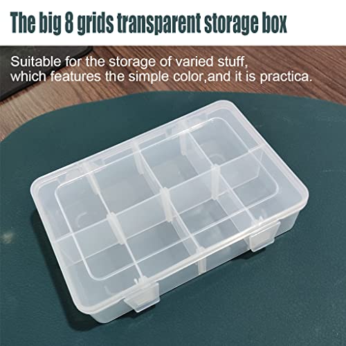 2 Pcs 8 Grids Clear Organizer Box Plastic Storage Container with Adjustable Dividers for Electronics Jewelry Beads Art DIY Crafts Fishing Small Parts - color: 2 Pcs 8 Grids