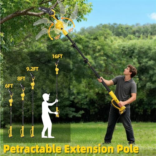 Cordless Pole Saw for Tree Trimming, 6" & 8" Chainsaw with Extension Pole - size: 6+8inch