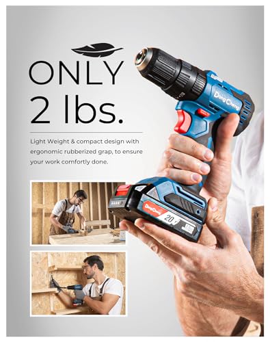 Dong Cheng 20V Brushless Heavy-duty Impact Drill, 443 in-lbs, 27000 IPM, 1/2" Keyless Metal Chuck, 20+1+1 Clutch, Cordless Hammer Drill with 2 Battery Kit for Drilling Brick Wall, Metal, Wood - style: 443in-lbs Impact Drill