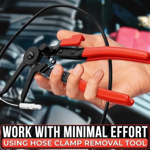 Flexible Hose Clamp Pliers, Fits 0.39"-1.37" Clamps, Carbon Steel Body - color: Black & Red Hose Clamp Tool