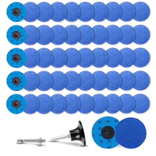 50Pcs 3 inch R-Type Quick Change Zirconia Surface Conditioning Sanding Discs Set 40 Grit with Adapter & Backing Pad - style: 40 Grit