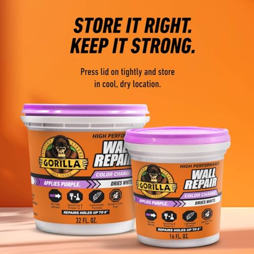 GORILLA High Performance Wall Repair, Tub, Dries White, 32 Ounce (Pack of 4) - size: 32 Ounce (Pack of 4)