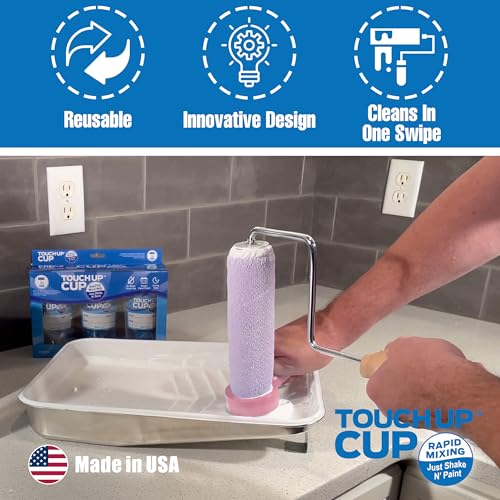 Touch Up Cup Roller Saver Paint Scraper Cleaner Tool, 1 Pack, Pink - color: Pink, size: Pack of 1