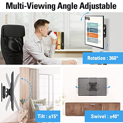 Mounting Dream TV Mount for Most 10-26 inch TVs and Monitors, Monitor Wall Mount with Swivel Tilt Rotation, TV Bracket up to VESA 100x100mm and 33LBS. - size: 10"-26" TV
