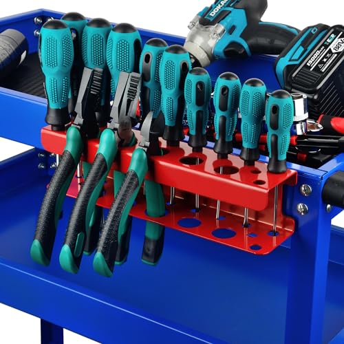 ULIBERMAGNET Magnetic Screwdriver Holder,Heavy Duty Pliers Metal Organizer Rack,Wall Mount Garage Organizer for Screwdriver, Plier, Shears,Tools Holder Rack for Garage,Tool Cart,Pegboards,Workbench - style: Red Magnetic Screwdriver Rack